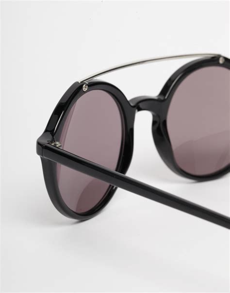 black round brow bar sunglasses